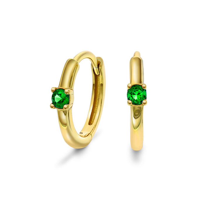 38461 Janne Formoe by PAN Jewelry - Øreringer i forgyldt sølv med grønn zirkonia