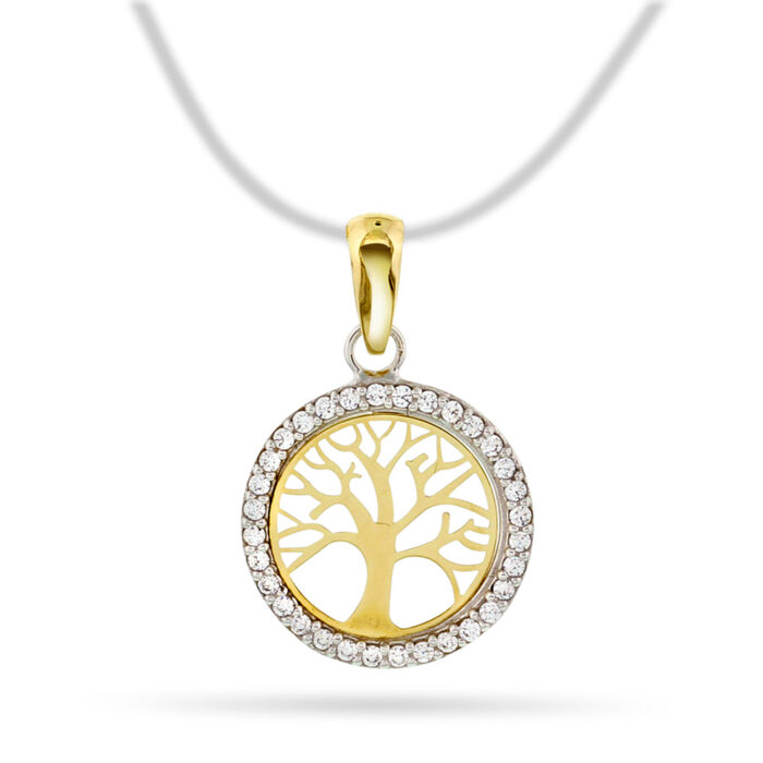 55935 Pan Jewelry - Anheng i gult gull med zirkonia - Livets tre