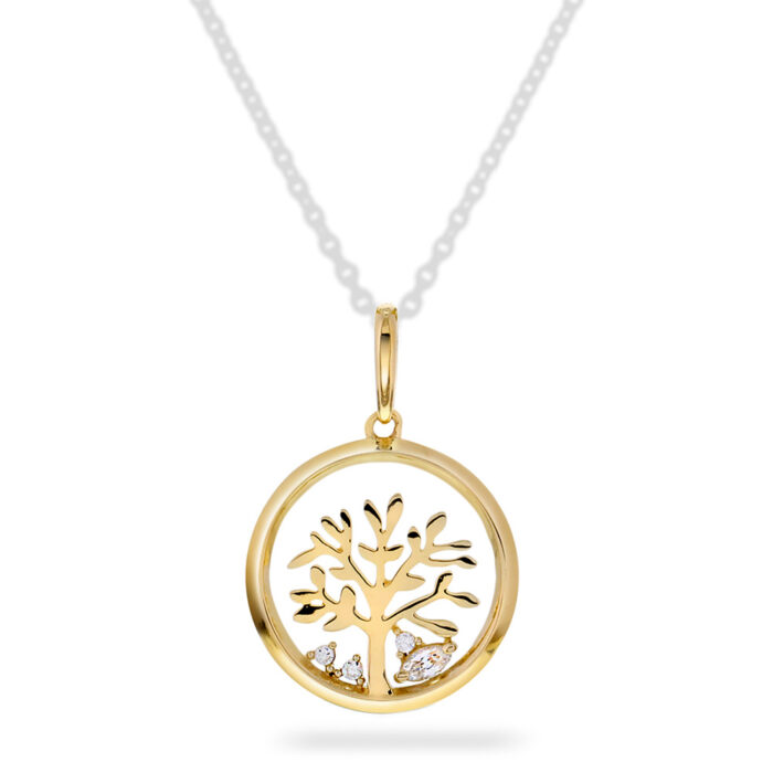 56939 Pan Jewelry - Anheng i gult gull med zirkonia