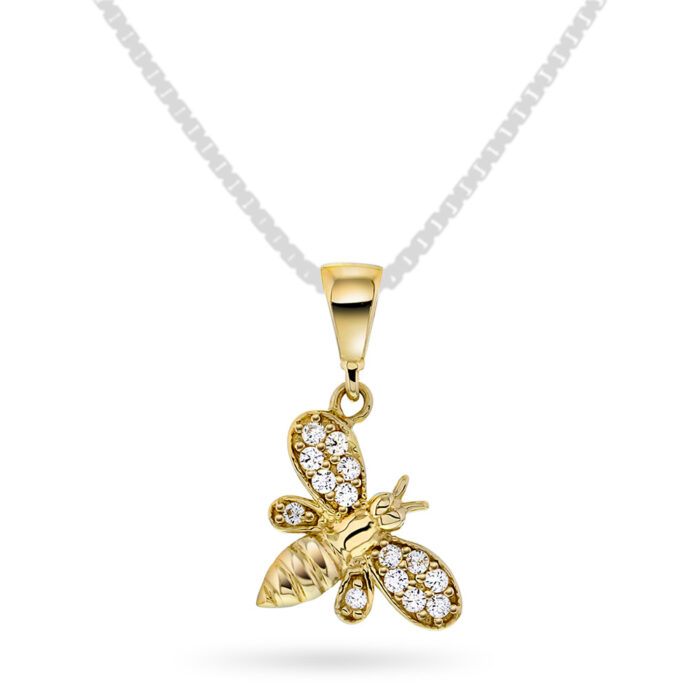 59060 Pan Jewelry - Anheng i gult gull med zirkonia - Bie