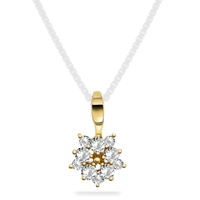59646 PAN Jewelry - Rosett anheng i gult gull med hvit zirkonia - NB: Kun anheng!