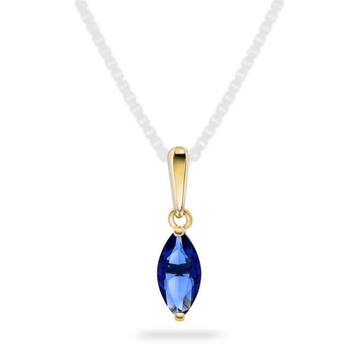 59655 PAN Jewelry - Anheng i gult gull med blå zirkonia - NB: Kun anheng!