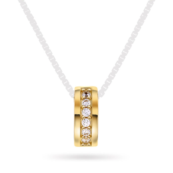 59663 PAN Jewelry - Anheng i gult gull med zirkonia