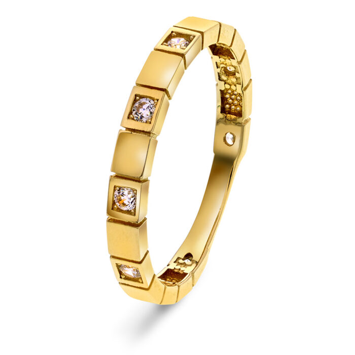 59667 PAN Jewelry - Ring i gult gull med zirkonia