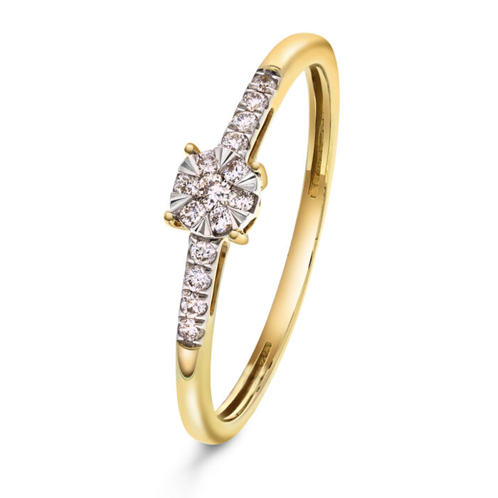 59676 PAN Jewelry - Ring i gult gull med diamanter - 0,12 ct W/SI