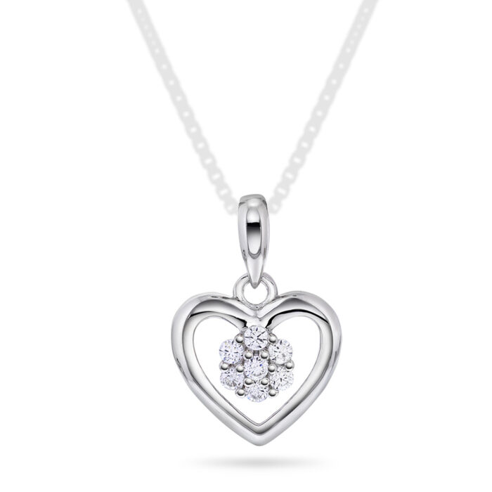 991637 PAN Jewelry - Hjerte halssmykke i sølv med zirkonia