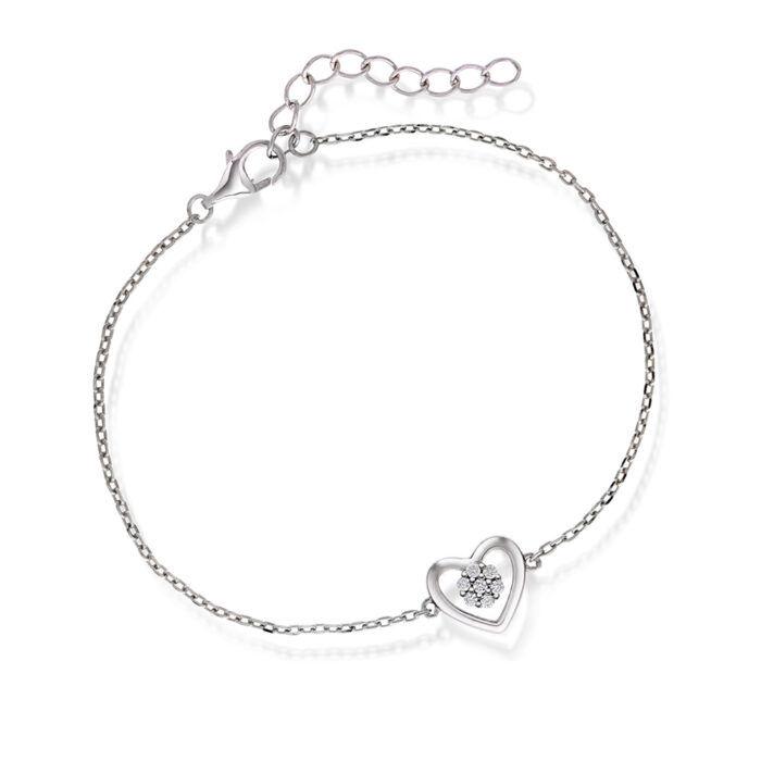 991639 PAN Jewelry - Hjerte armbånd i sølv med zirkonia
