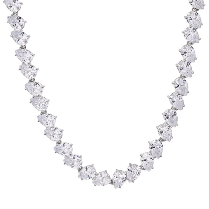 991677 PAN Jewelry - Halssmykke i rhodinert sølv med hvit zirkonia