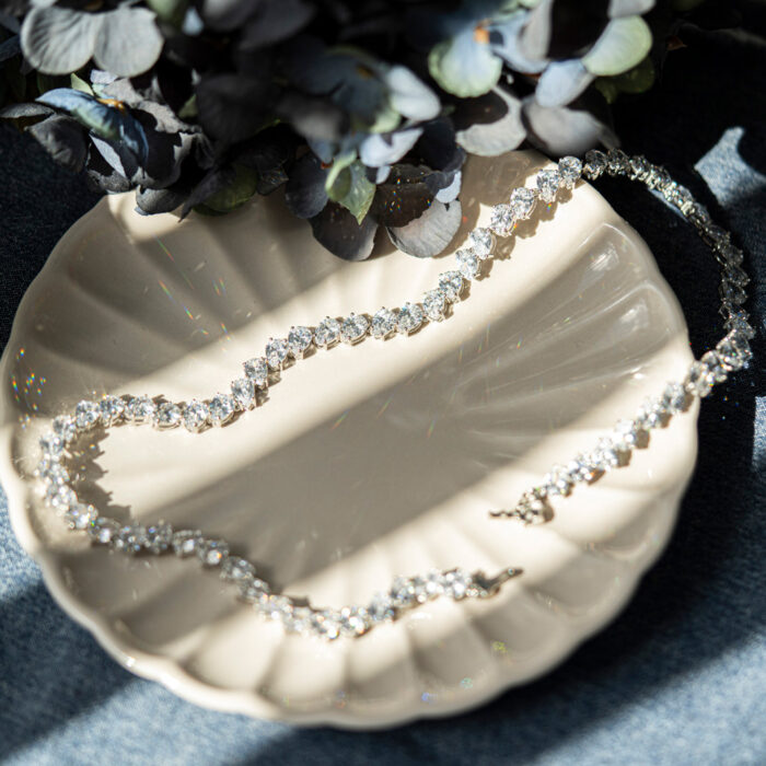 991677 3 PAN Jewelry - Halssmykke i rhodinert sølv med hvit zirkonia