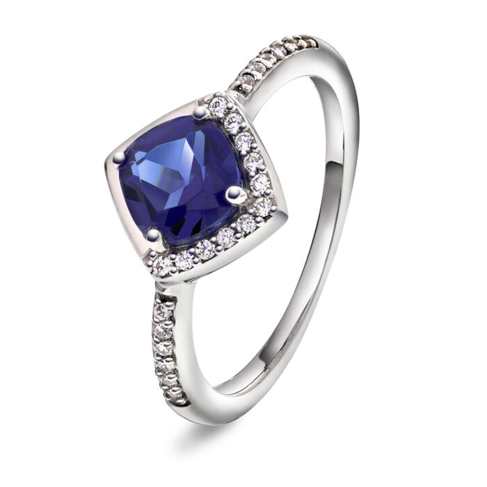 991709 PAN Jewelry - Ring i sølv med blå zirkonia