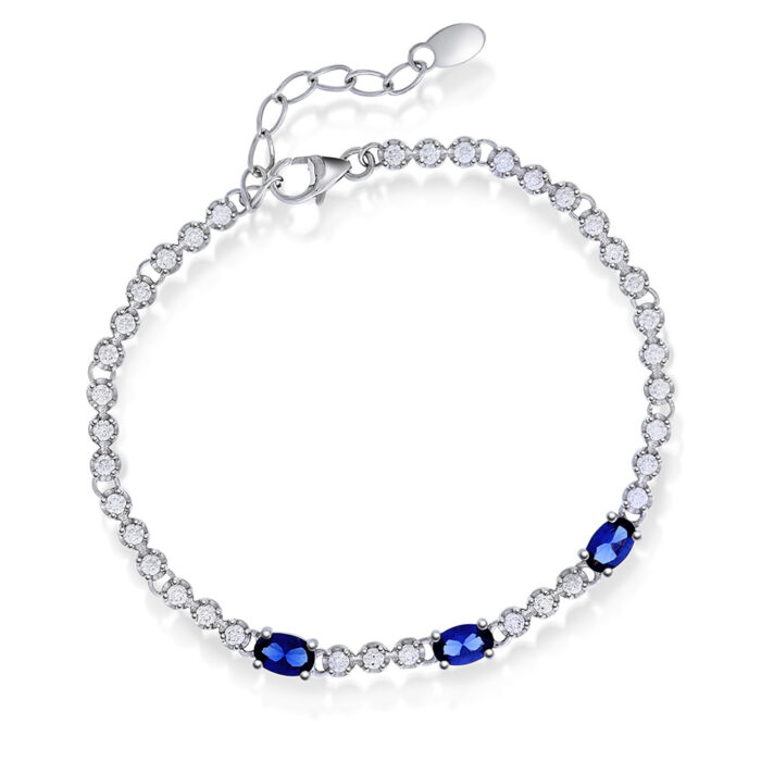 991710 PAN Jewelry - Armbånd i sølv med blå zirkonia