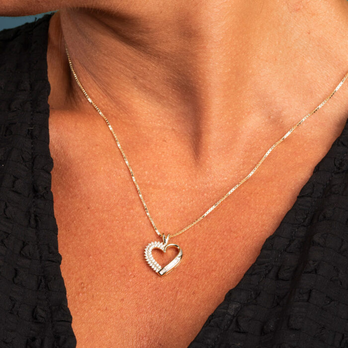 991750 2 PAN Jewelry - Hjerte halssmykke i forgyldt sølv med zirkonia