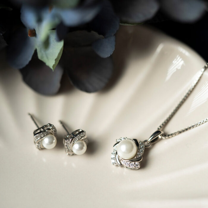 991765 3 PAN Jewelry - Smykkesett i sølv med perlemor og zirkonia