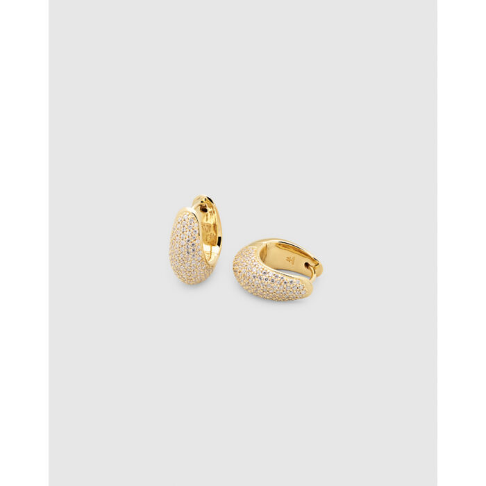 100520 Tom Wood - Ice Hoops Small Pave Gold Tom Wood - Ice Hoops Small Pave Gold
