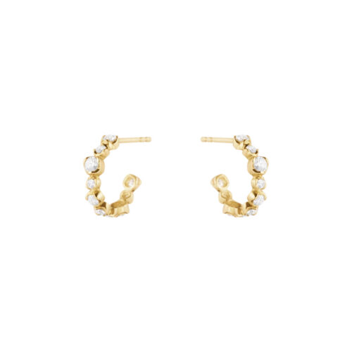 Georg Jensen - Signature creoler i 18k gult gull med diamanter