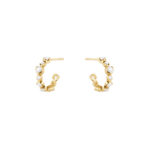Georg Jensen - Signature creoler i 18k gult gull med diamanter