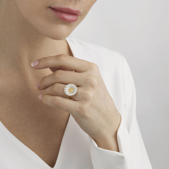 Georg Jensen – Daisy ring i forgylt sølv, stor