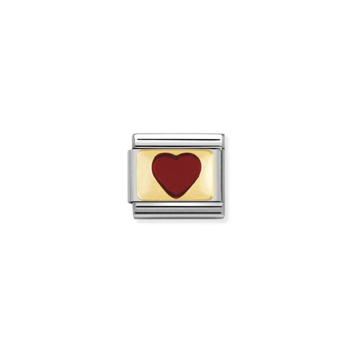 Nomination - Composable Classic PLATES steel , enamel and 18k gold (33_Red heart)