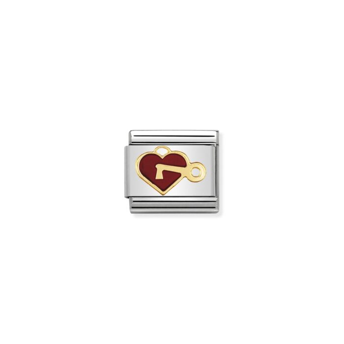 Nomination - COMPOSABLE Classic LOVE in stainless steel with enamel and 18k gold (47_Heart with key)