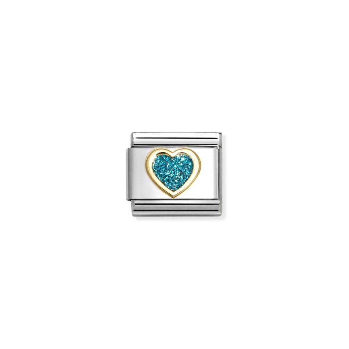 Nomination - Composable Classic GLITTER SYMBOLS in steel, enamel and 18k gold (08_LIGHT BLUE heart)