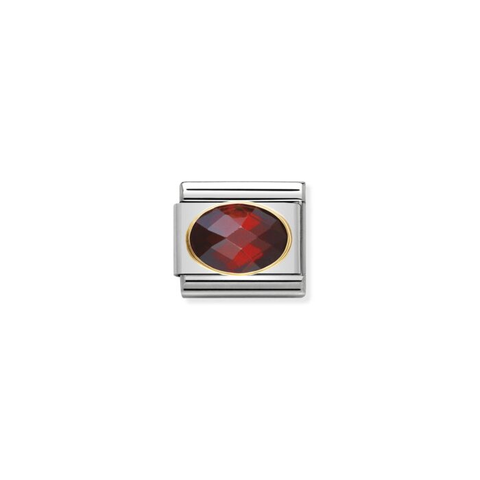 Nomination - COMPOSABLE Classic FACETED CUBIC zirconia, stainless steel and 18k gold RED