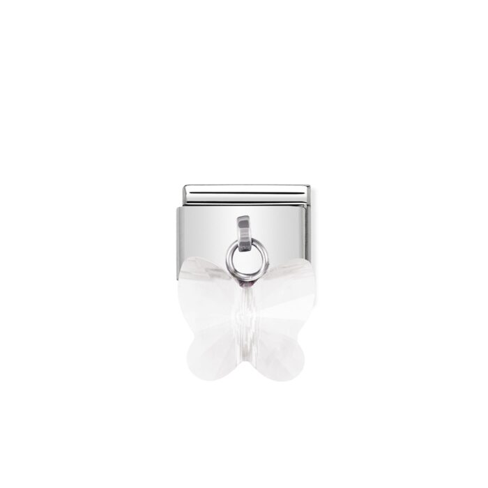 Nomination - COMPOSABLE Classic links in stainless steel with CRYSTAL butterflies White