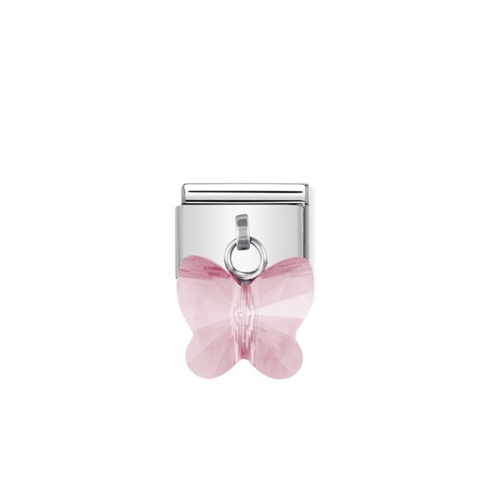 Nomination - COMPOSABLE Classic links in stainless steel with CRYSTAL butterflies Pink