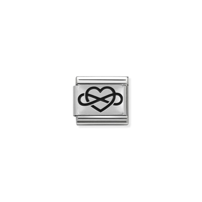 Nomination - Composable Classic PLATES OXIDIZED steel and 925 sterling silver Infinity heart