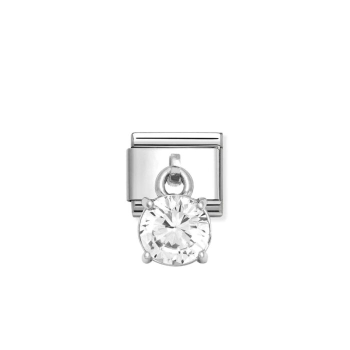 Nomination - Composable Classic CHARMS CUBIC ZIRCONIA steel, 925 sterling silver (09_White round)