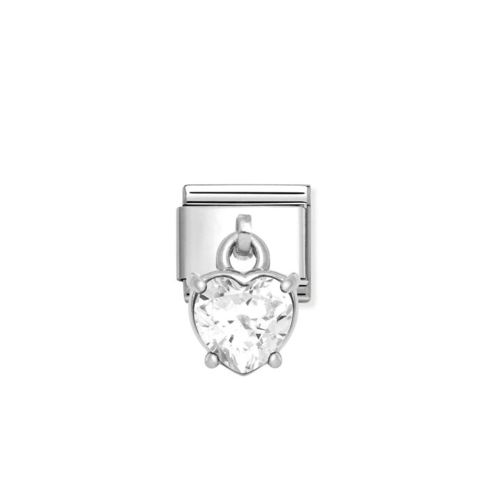 Nomination - Composable Classic CHARMS CUBIC ZIRCONIA steel, 925 sterling silver (12_White heart)