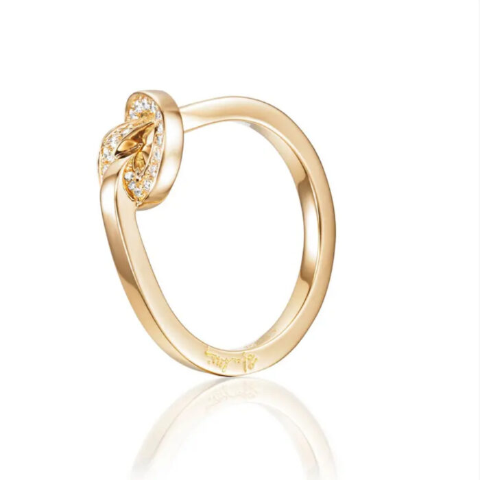 Efva Attling - Love Knot & Stars ring i 18k gult gull med diamanter