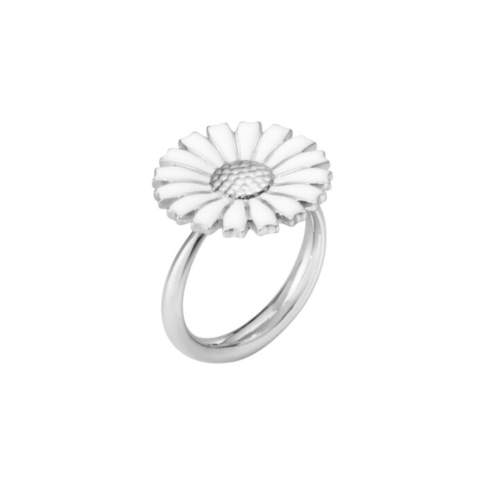 Georg Jensen - Daisy ring i sølv med hvit emalje