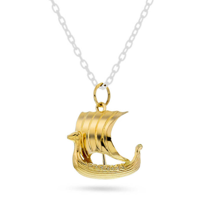 PAN Jewelry - Anheng i gult gull, vikingskip