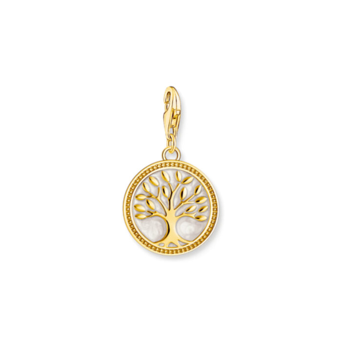 Thomas Sabo - Charm/anheng i forgyldt sølv og hvit emalje, Tree of Love