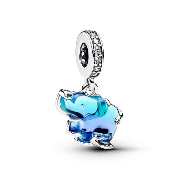 Pandora - Blå Muranoglass Elefant Hengende Charm