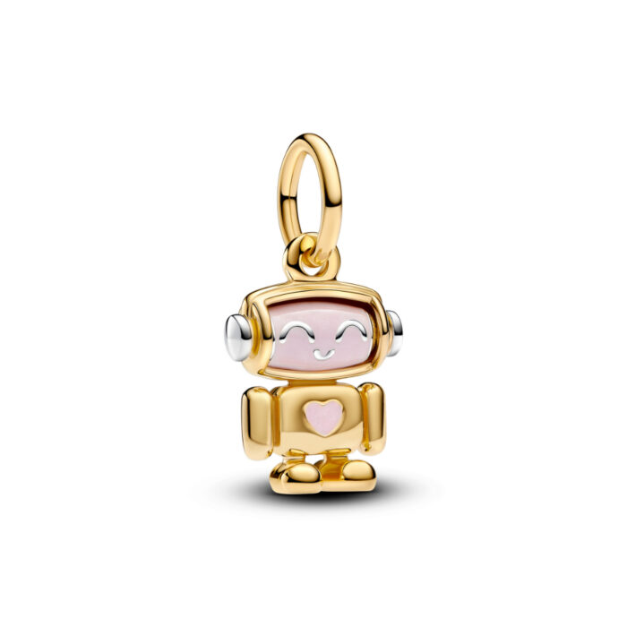 Pandora - Robot Charm med Rosa Emalje