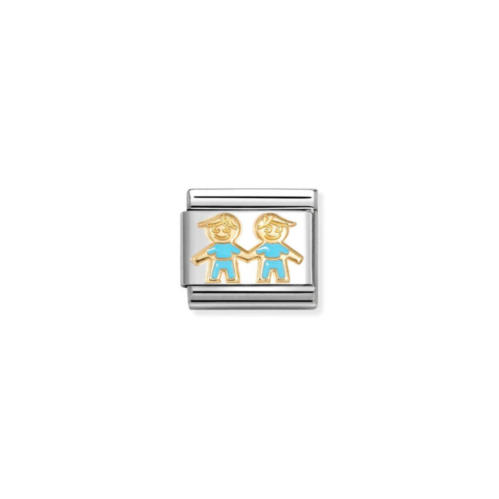 Nomination - Composable Classic SYMBOLS steel, enamel and 18k gold (90_BLUE brothers)