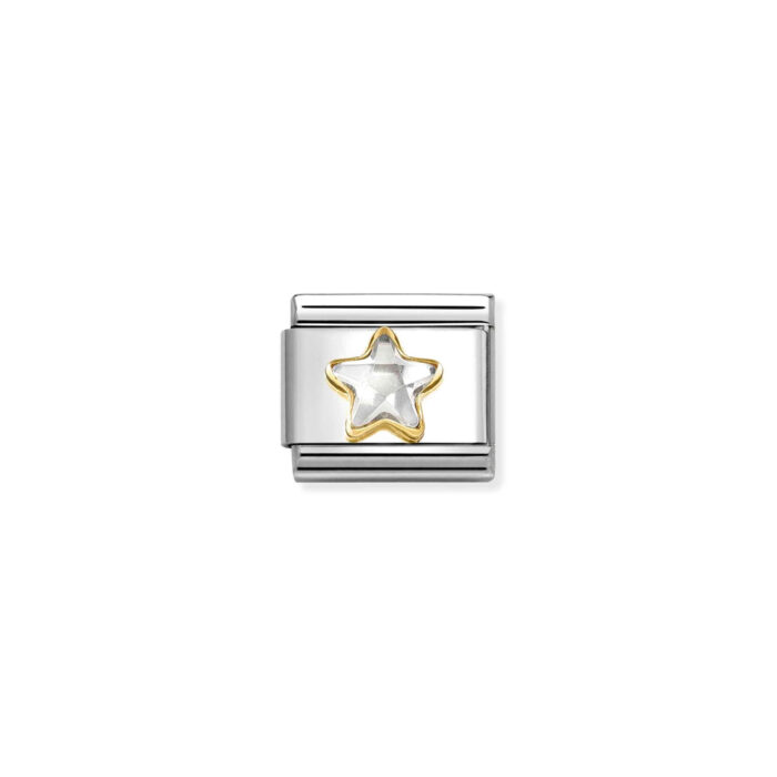 Nomination - COMP, CLASSIC C,Z, FACETED STAR IN STEEL, 750 GOLD (010_WHITE)