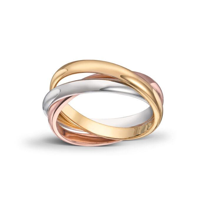 Gold By Frisenberg - Ring i gult, rose og hvitt gull 585. Også kalt Cartier ring. Ca str 56