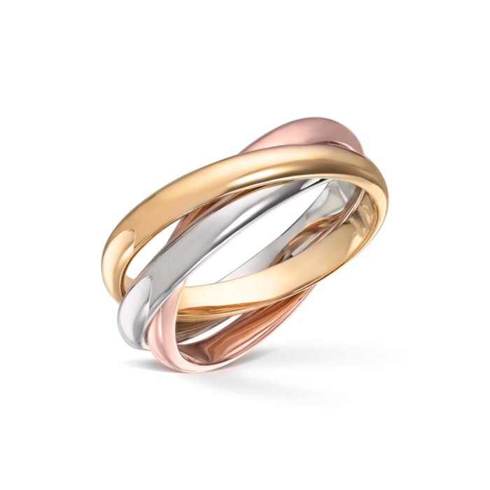 Gold By Frisenberg - Ring i gult, rose og hvitt gull 585. Også kalt Cartier ring. Ca str 56