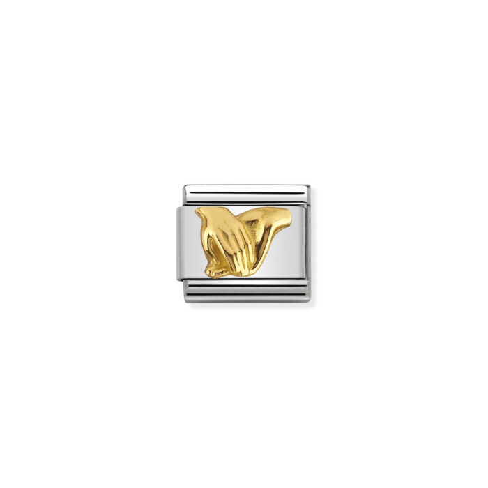 Nomination - COMPOSABLE CLASSIC MONUMENT RELIEF 2 IN STAINLESS STEEL WITH 18K GOLD (01_LOVERS HAND)