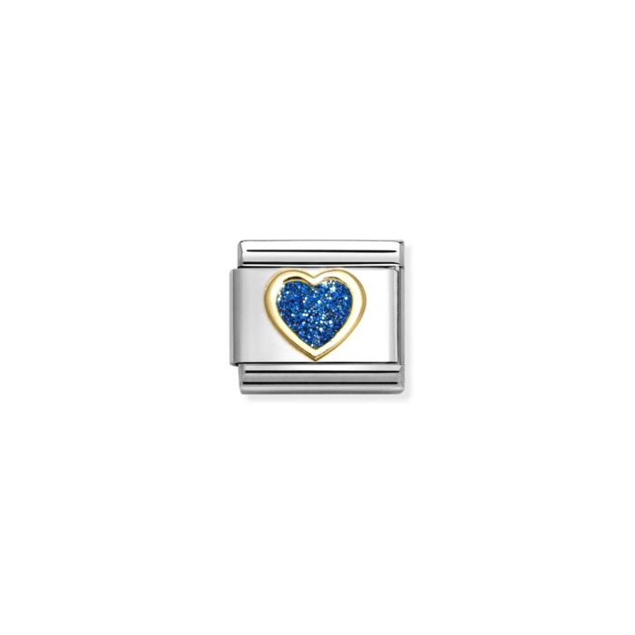 Nomination - COMPOSABLE CLASSIC GLITTER SYMBOLS IN STEEL, ENAMEL AND 18K GOLD (07_BLUE HEART)