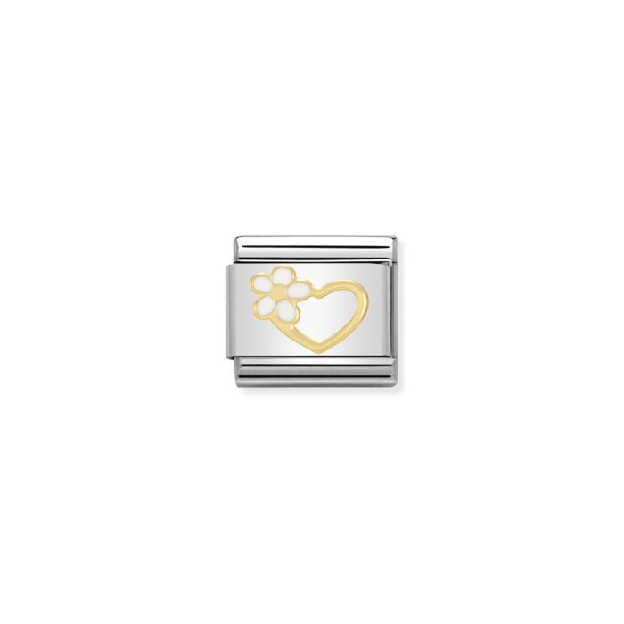 Nomination - COMPOSABLE CLASSIC LOVE IN STAINLESS STEEL, ENAMEL AND 18K GOLD (40_HEART WITH FLOWER)