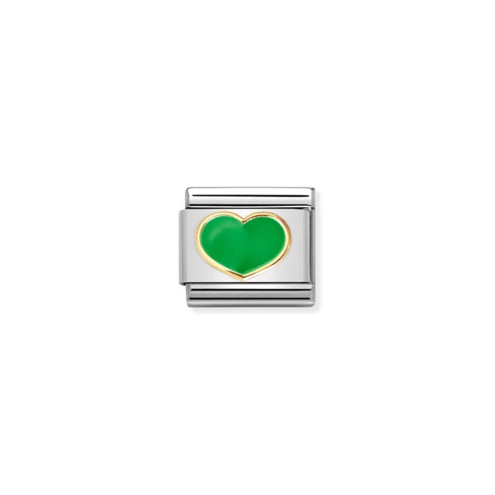 Nomination - COMPOSABLE CLASSIC LOVE 2 STAINLESS STEEL, ENAMEL AND 18K GOLD (23_GREEN APPLE HEART)