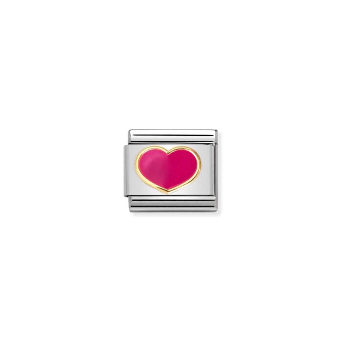 Nomination - COMPOSABLE CLASSIC LOVE 2 STAINLESS STEEL, ENAMEL AND 18K GOLD (24_FUCHSIA HEART)