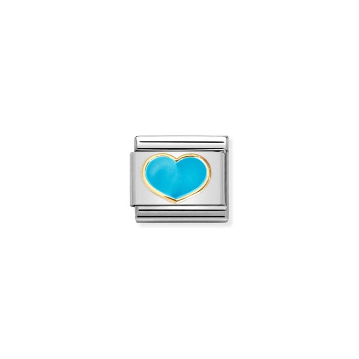 Nomination - COMPOSABLE CLASSIC LOVE 2 STAINLESS STEEL, ENAMEL AND 18K GOLD (25_TURQUOISE HEART)