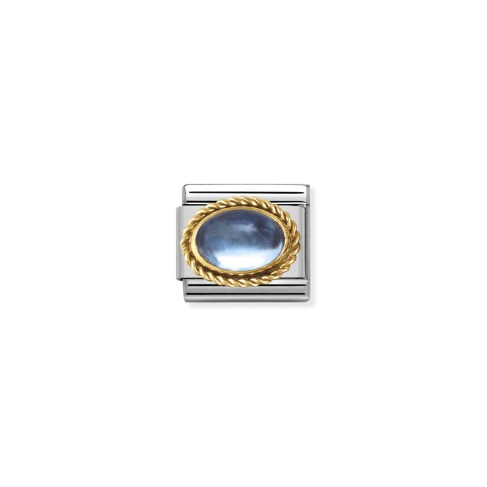 Nomination - COMPOSABLE CLASSIC STONES IN STAINLESS STEEL WITH 18K GOLD SETTING AND DETAIL (13_LIGHT BLUE TOPAZ)