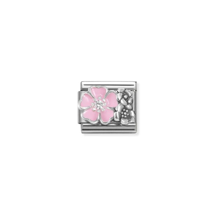 Nomination - Composable CL SYMBOLS OX, in steel, enamel, cz and 925 sterling silver (02_ROSE flower with flowers)