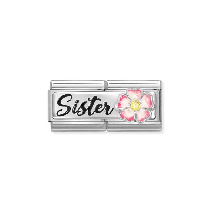 Nomination - COMPOSABLE DOUBLE CLASSIC LINK,SISTER PINK FLOWER