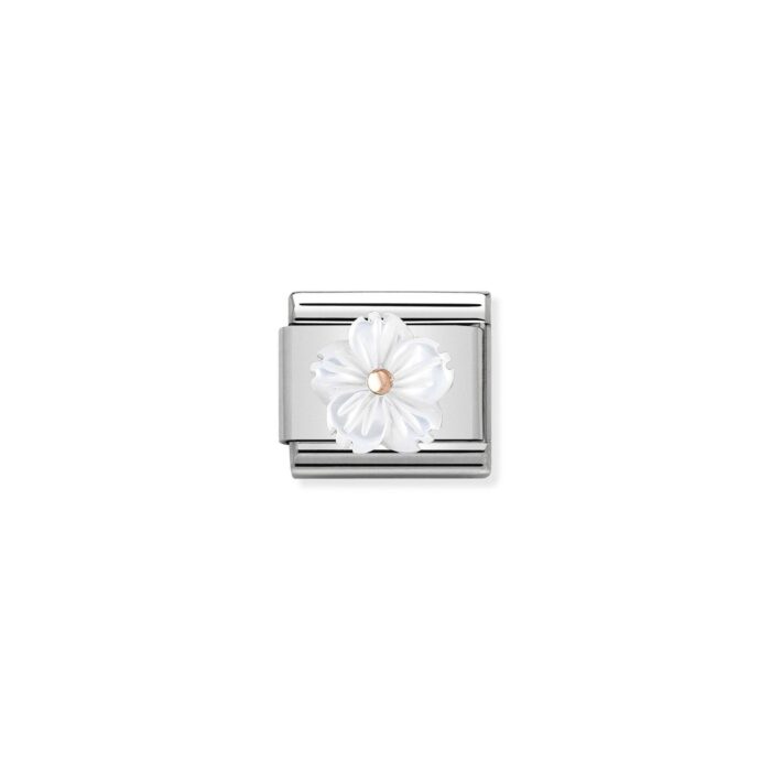 Nomination - COMPOSABLE CLASSIC STONE SYMBOLS IN STAINLESS STEEL AND 9K ROSE GOLD (02_FLOWER IN WHITE MOTHER OF PEARL)